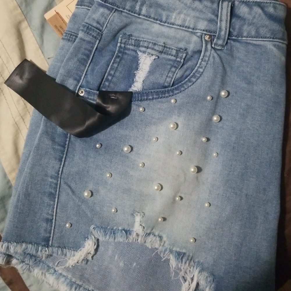 mid rise denim shorts